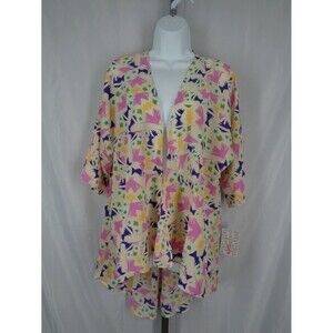 Lularoe Lindsay Yellow Purple Kimono Top Size Small New
